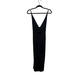 NWT Nasty Gal Satin Twist Front Midi Dress Black V-Neck‎ VZY0120 Woman's Size L
